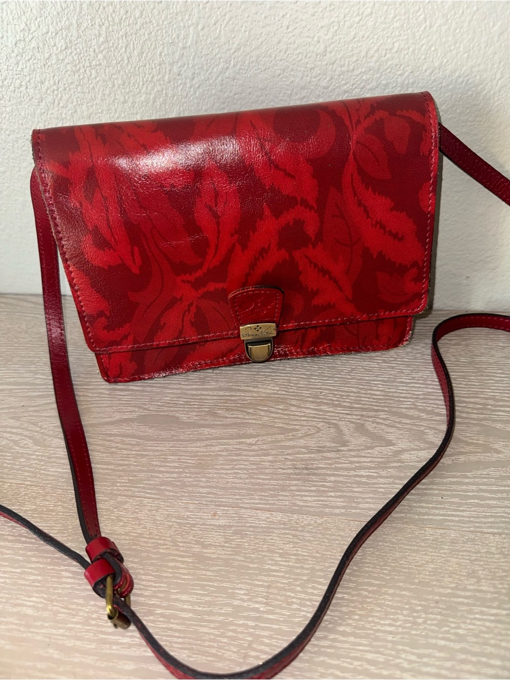 PATRICIA NASH 🍂 leaves,  Locri Leather Crossbody bag, Removable Strap